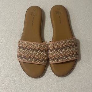 Time and Tru Women's Beaded Slide Sandals - Brown